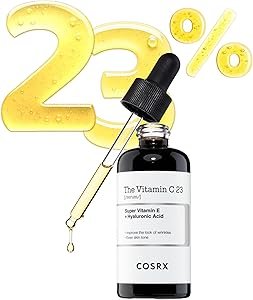 COSRX Pure Vitamin C Serum with Vitamin E & Hyaluronic Acid, Brightening & Hydrating Facial Serum for Fine Lines, Uneven Skin Tone & Dull Skin, 0.7oz/20g, Korean Skincare (Vitamin C 23% Serum)